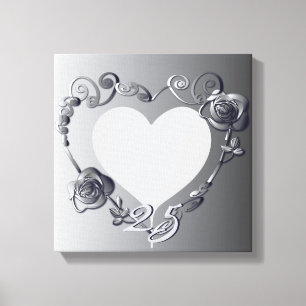 Silver Anniversary Rose Heart Frame 1 Foto Leinwanddruck