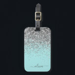 Silver Aqua Aquamarin Blue Girl Glitzer Monogram Gepäckanhänger<br><div class="desc">Silber und Aquamarin Aqua Blue Sparkle Glitzer Monogram Name and Initial Pillow. Das Gepäcksack-Anhänger macht den perfekten 16 Geburtstag,  Hochzeit,  Brautparty,  Babydusche oder Junggeselinnen-Abschied Geschenk für jemanden,  der sein Zimmer stilvoll dekoriert.</div>