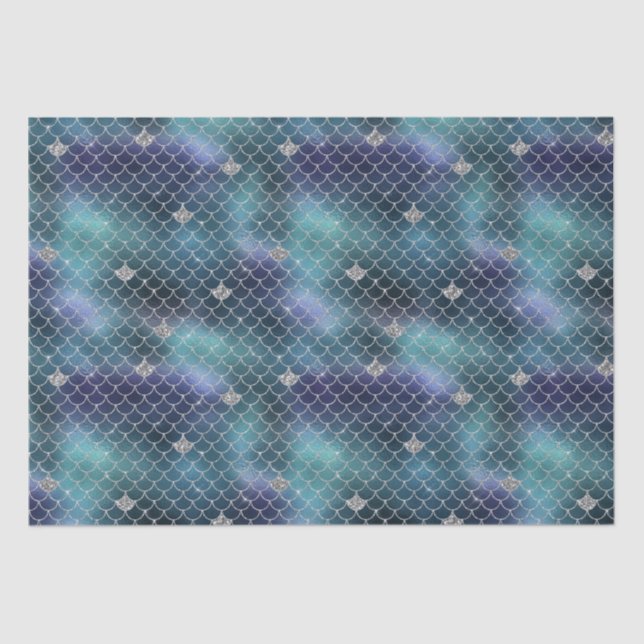 Silver Aqua Blue Mermaid Seidenpapier (Vorderseite)
