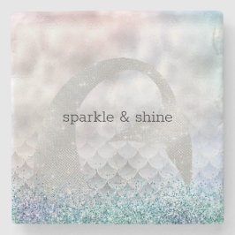 Silver Aqua Pink Lila Glitzer Sparkle Meerjungfrau Steinuntersetzer