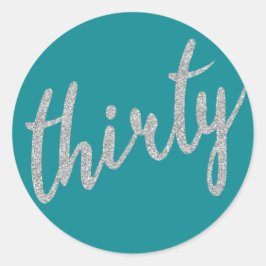 Silver Aquamarin 30 Geburtstagsparty Glitzer "Thir Runder Aufkleber