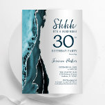 Silver Aquamarin Agate Überraschung 30. Geburtstag Einladung<br><div class="desc">Aquamarine und silberne Überraschung 30. Geburtstag Party Einladung. Elegantes modernes Design mit Aquarellfarben-marmorgeode Hintergrund,  Imitats Glitzer Silber und Typografie Skript-Schriftart. Die trendige Einladungskarte eignet sich perfekt für eine stilvolle Damenfeier. Gedruckte Zazzle-Einladungen oder Sofortdownload digitaler Druckvorlage.</div>