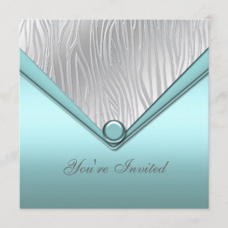 Silver Aquamarin Blue Party Einladung