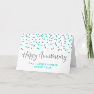 Silver Aquamarin Confetti Anniversary Card Karte