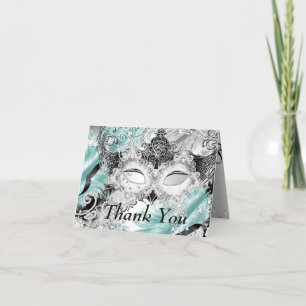 Silver Aquamarin Sparkle Masquerade Vielen Dank Dankeskarte