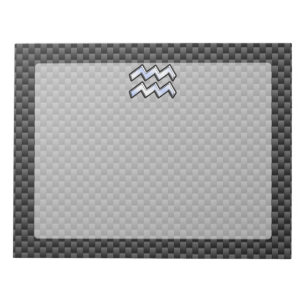 Silver Aquarius Zodiac Symbol Carbon Fiber Style Notizblock