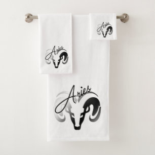 Silver Aries the Ram Zodiac Badhandtuch Set