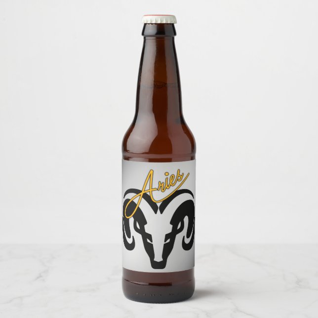 Silver Aries the Ram Zodiac Bierflaschenetikett (Vorderseite)