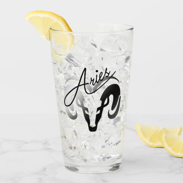 Silver Aries the Ram Zodiac Glas (Vorderseite Ice)