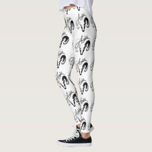 Silver Aries the Ram Zodiac Leggings