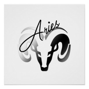 Silver Aries the Ram Zodiac Poster