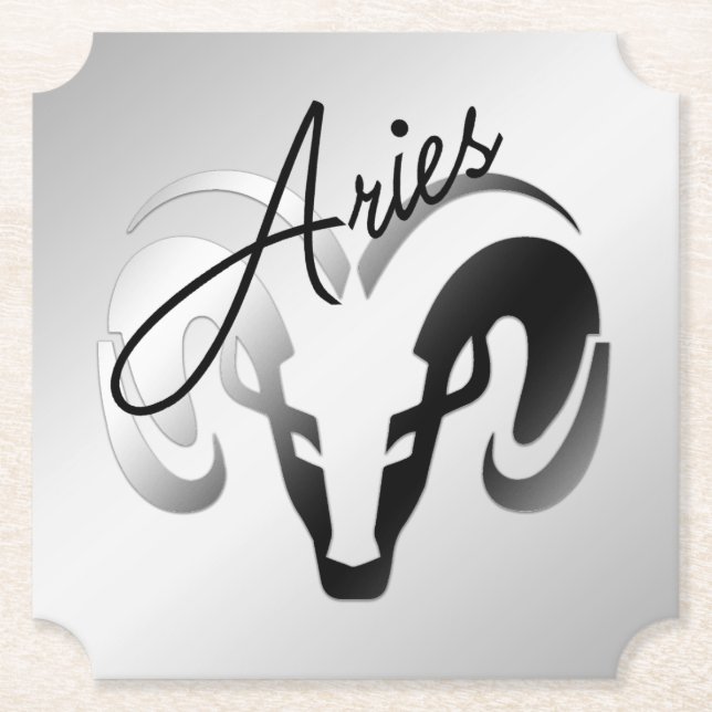 Silver Aries the Ram Zodiac Untersetzer (Vorderseite)