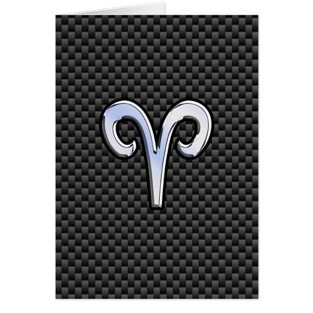 Silver Aries Zodiac Sign Black Carbon Fibre Print (Vorne)