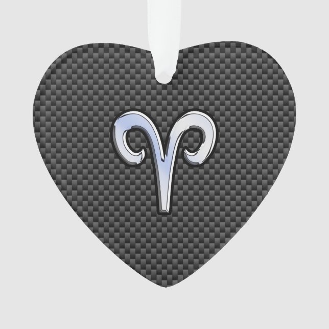 Silver Aries Zodiac Sign Black Carbon Fibre Print Ornament (Vorderseite)
