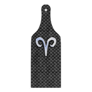 Silver Aries Zodiac Sign Black Carbon Fibre Print Schneidebrett