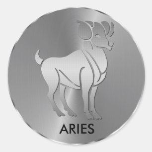 Silver Aries - Zodiac-Zeichen Runder Aufkleber