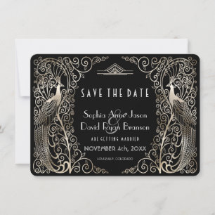 Silver Art Déco-Pfeifen Hochzeiten speichern das D Save The Date