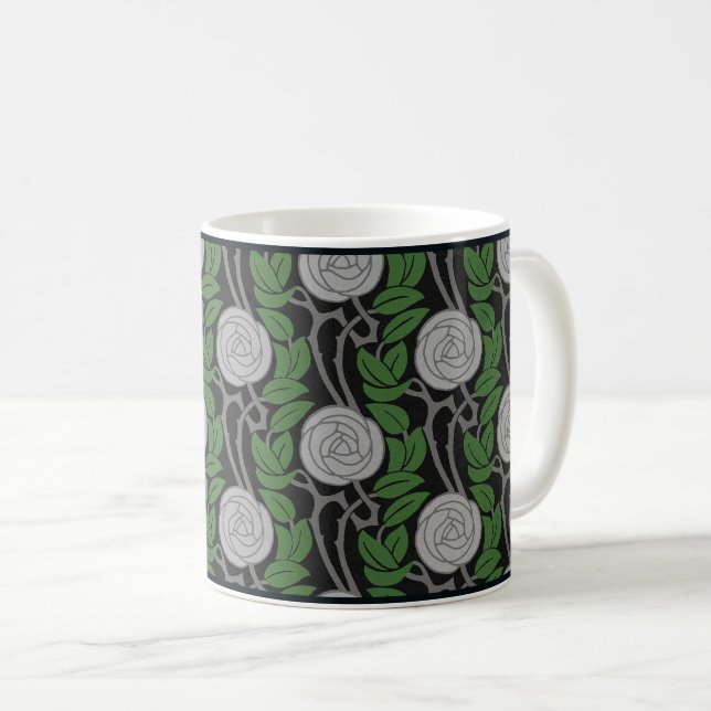 Silver Art Nouveau Rose Kaffee Tasse (VorderseiteRechts)