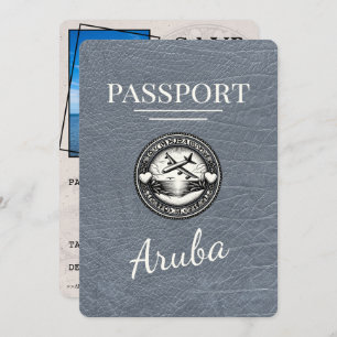 Silver Aruba Passport Save the Date