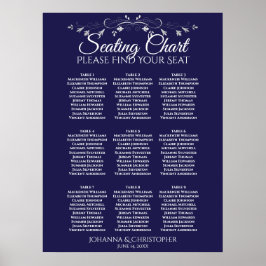 Silver auf Navy Blue 9 Table Wedding Chart Poster