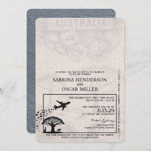 Silver Australia Passport Wedding Einladung