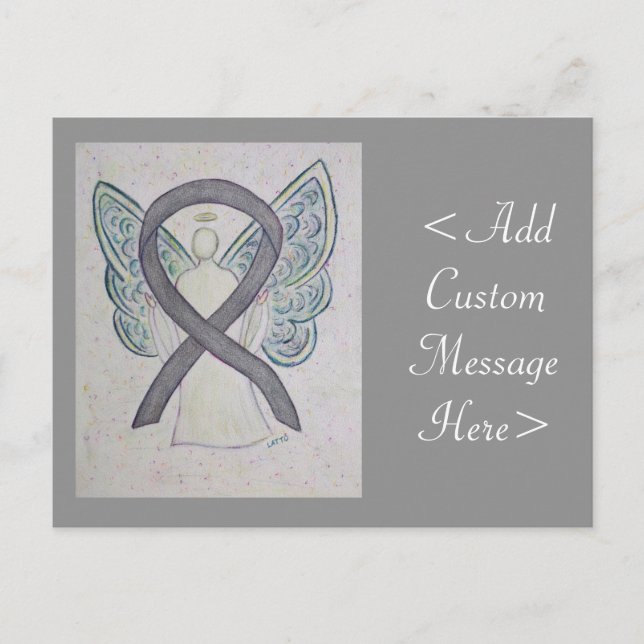 Silver Awareness Ribbon Angel Custom Postcard Postkarte (Vorderseite)
