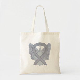 Silver Awareness Ribbon Custom Art Toag Tragetasche