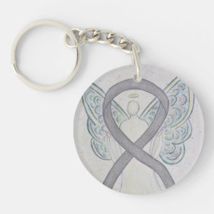 Silver Awareness Ribbon Engel Maßgeschneiderte Sch Schlüsselanhänger