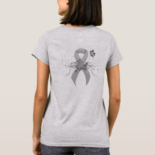 Silver Awareness Ribbon mit Butterfly T-Shirt