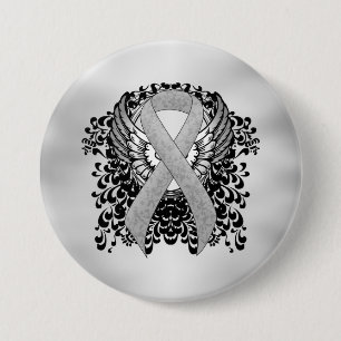 Silver Awareness Ribbon mit Flügeln Button