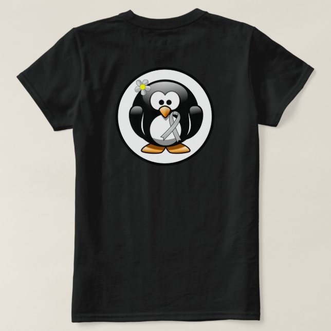 Silver Awareness Ribbon Penguin T-Shirt (Design Rückseite)