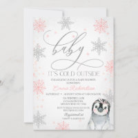 Silver Baby It's Cold Outside Pinguin Baby Dusche