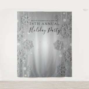 Silver Background Corporate Holiday Party Winter Wandteppich