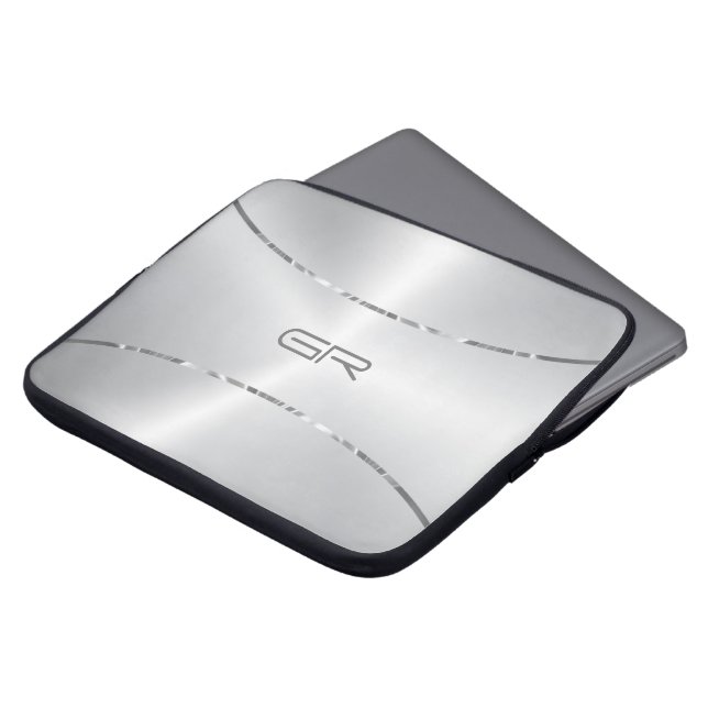 Silver Background Streifen Akzent Laptop-Sieb Laptopschutzhülle (Vorne Oben)