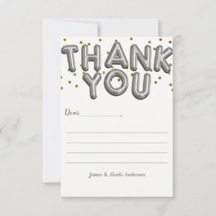 Silver Ballons Confetti Dot Modern Thank You Card Dankeskarte