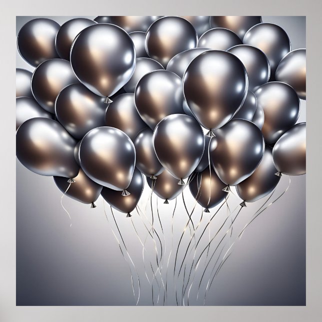 Silver Balloons AI Art Poster (Vorne)