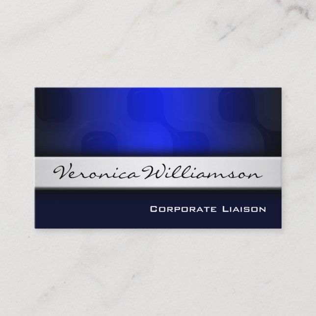 Silver Band Moderne Beruflich Blue Business Card Visitenkarte (Vorderseite)