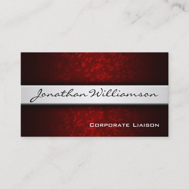Silver Band Red Modern Beruflich Business Card Visitenkarte (Vorderseite)