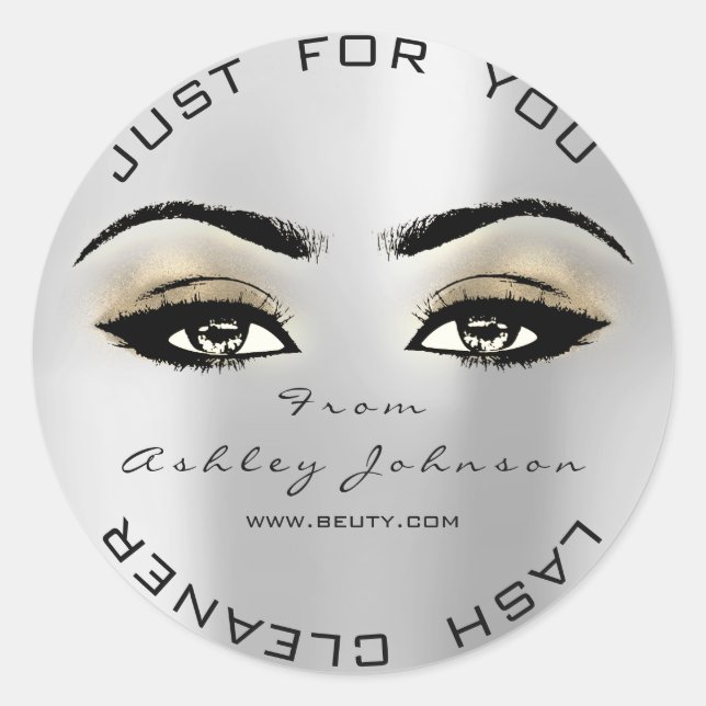 Silver Beauty Glitzer Gold Lash Makeuaner Runder Aufkleber (Vorderseite)