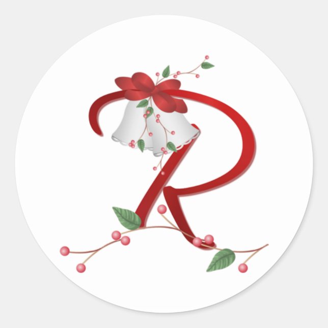 Silver Bells Initial R Round Stickers (Vorderseite)