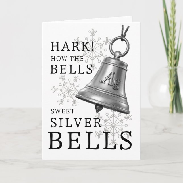 Silver Bells Periodischer Tisch Weihnachtsschnee Feiertagskarte (Vorderseite)