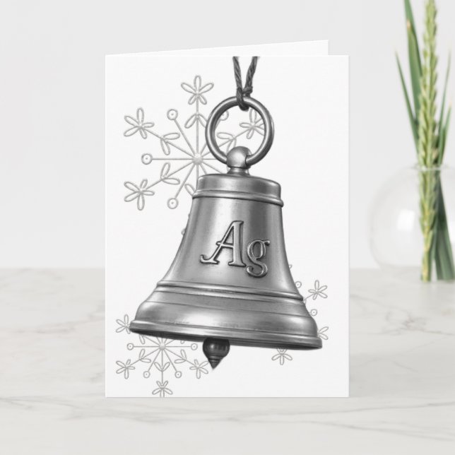 Silver Bells Periodischer Tisch Weihnachtsschnee Feiertagskarte (Vorderseite)