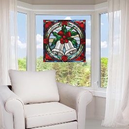 Silver Bells Rotes Ribbon Imitate gestanzt Glas Fensteraufkleber