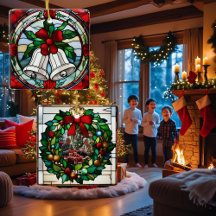 Silver Bells Rotes Ribbon Imitate gestanzt Glas