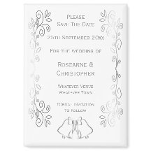 Silver Bells Scroll Design Wedding Save the Date