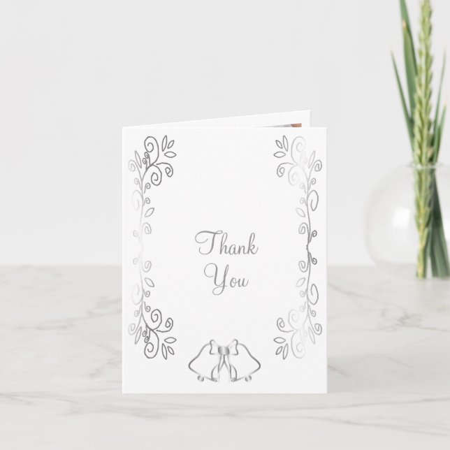 Silver Bells Scrollwork Design Wedding Dankeskarte (Vorderseite)
