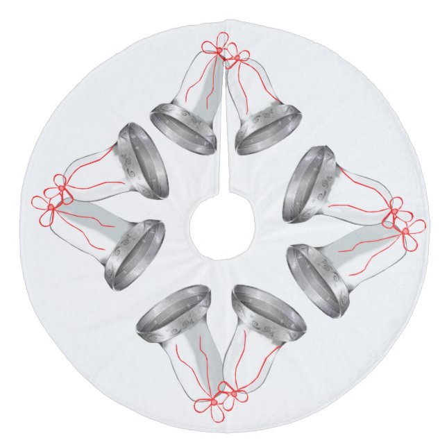 Silver Bells Tree Skirt Fleece Weihnachtsbaumdecke (Vorderseite)