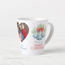 Silver bells watercolor red bow photo christmas  milchtasse