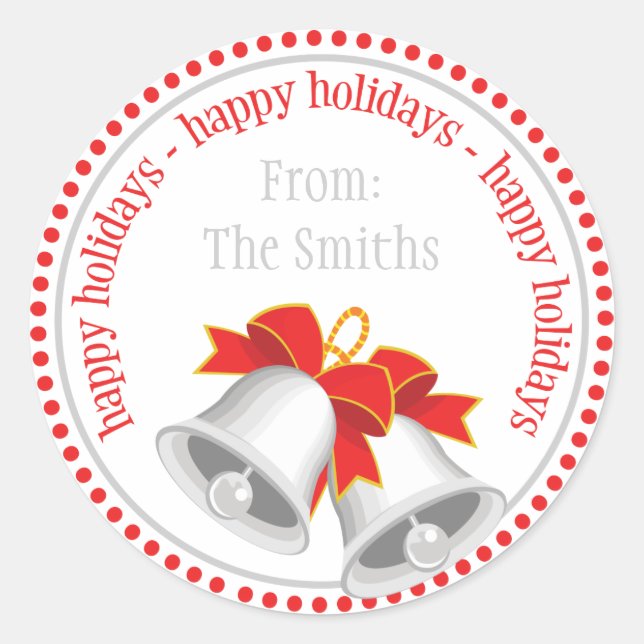 Silver Bells Weihnachtskleber (Happy Holidays) Runder Aufkleber (Vorderseite)