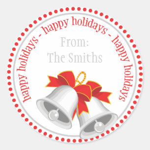 Silver Bells Weihnachtskleber (Happy Holidays) Runder Aufkleber